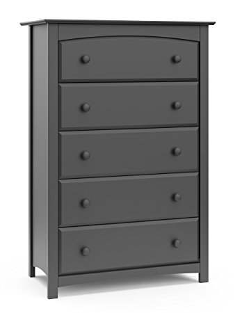 Storkcraft Kenton 5 Drawer Universal Dresser, Gray, Kids Bedroom Dresser with 5 Drawers, Wood and Composite Construction, Ideal for Nursery Toddlers Room Kids Room