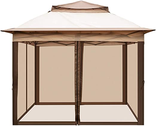 LOVSHARE Pop Up Gazebo 11' x 11' with Netting - Outdoor Canopy Gazebo with 4 Sandbags - Patio Gazebo with 121 Square Feet of Shade for Backyard, Outdoor, Patio and Lawn