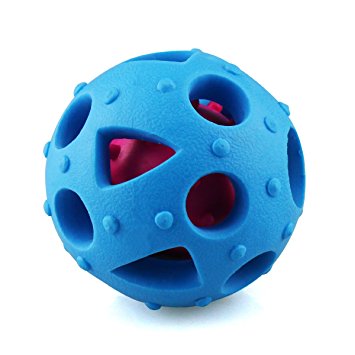 Interactive Dog Toys, BlueSky Durable Dog Toys Indestructible Chew Toys Ball Treat Dispensing for Dogs/Cats Tough IQ Ball for Boredom and Thinking Made by Nontoxic Thermoplastic Rubber