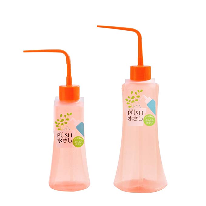 Mkono 2Pcs Succulent Watering Bottles Water Can Plastic Bend Mouth Squeeze Bottle - 250ML & 500ML - Orange