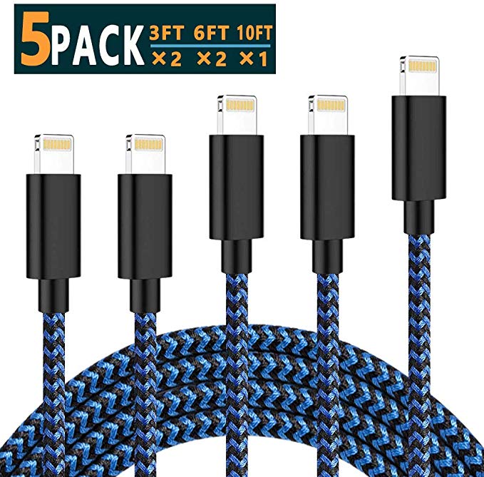iPhone Charger, Lightning Cable Charger, MFi Certified iPhone Data Sync Fast Charging Lightning to USB A iPhone Charger Cable (Blue)