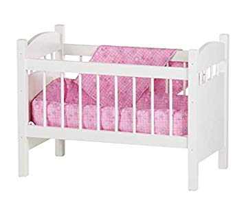 Amish-Made Wooden Deluxe Doll Crib, White Finish