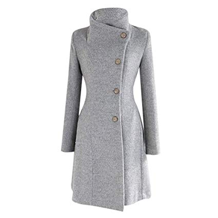 ZEFOTIM Womens Winter Lapel Wool Coat Trench Jacket Long Sleeve Overcoat Outwear