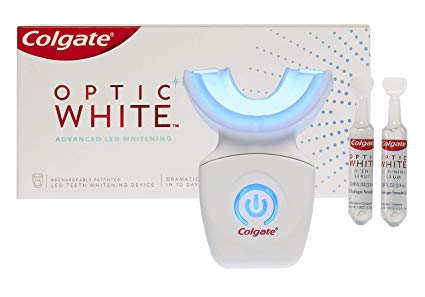 Colgate Optic White At Home Teeth Whitening Kit, LED Blue Light Tray, 10 Day Treatment, 9% Hydrogen Peroxide Whitening Gel