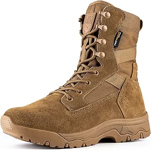 FREE SOLDIER Men’s Tactical Boots 8 Inches Lightweight Combat Boots Durable Suede Leather Military Work Boots Desert Boots