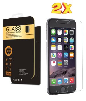 ( 2 - Pack) iPhone 6/6s Tempered Glass Screen Protector,iPhone 6/6s Screen Protector, Tempered Glass,9H Hardness,Curved Edge,Bubble Free,Anti-Scratch,Fingerprint&Oil Stain Coating,Retail Package.(Iphone 6 (4.7"))