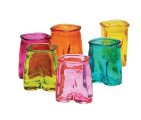 Palais Glasswarereg Pantalon Shot Glass Set 15 Ounce - Set of 6 - Pants up Party Shot Glasses Full Colored