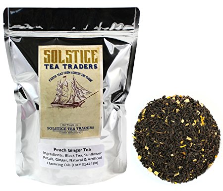 Peach Ginger Black Tea, Loose Leaf Ginger Peach Black Loose Tea- (One Pound, 175  Servings)