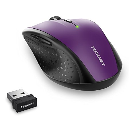 TeckNet Alpha Ergonomic 2.4G Wireless Optical Mobile Mouse 3000 DPI with USB Nano Receiver for Laptop,PC,Chromebook,Macbook,Computer,6 Buttons,30 Months Battery Life, 5 DPI Adjustment Levels