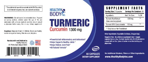 Turmeric Curcumin 1300mg ★ 60 Capsules ★ Turmeric Supplement ★ Curcumin Supplement (3)