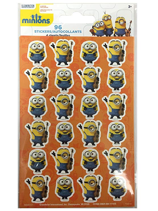 96 Minions Stickers - 4 sheets each identical