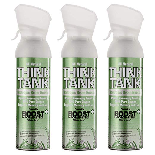 Think Tank, 95% Pure Oxygen + Organic Rosemary Aroma Nootropic Supplement to Support Memory, Focus and Cognitive Function (3-Pack)