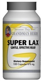 Grandma's Herbs SUPER LAX Most Effective Natural Mild Herbal Laxative with Cascara Sagrada - 100 Capsules