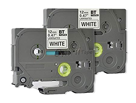 2PK Onirii Compatible Brother p touch TZ231 TZe231 TZ-231 TZE231 label Tape 12MM Wide x 8m Length 0.47" 1/2 Inch Black on White