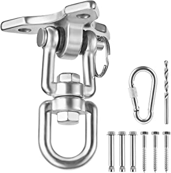 Newtion 180°  360°Rotate Heavy Duty Swing Hangers - 1200 LB Capacity 304 Stainless Steel Swivel Hooks for Concrete Wooden Swing Set, Trapeze, Yoga, Hammock, Chair, Porch