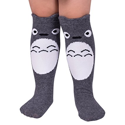 Qteland Cartoon Cat Pattern Unisex-baby Knee High Socks Tube socks for Kids