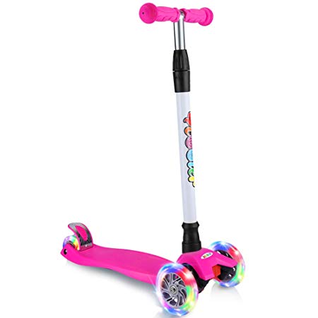 BELEEV Kick Scooter for Kids 3 Wheel Scooter, 4 Adjustable Height, Lean to Steer with PU LED Light Up Wheels for Children from 3 to 14 Years Old