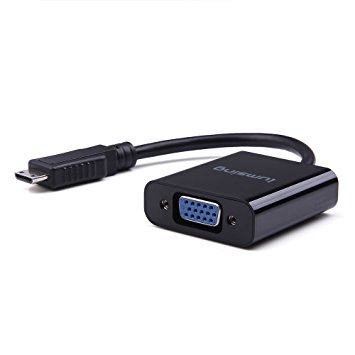 Lumsing Mini HDMI to VGA adapter with Power and Audio Port , Supports up to 1080P（2K）video transmission RESOLUTION,For Connecting Mini HDMI devices to displays ,monitors,projectors and more