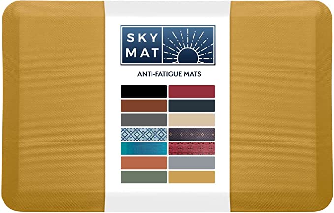 Sky Solutions Anti Fatigue Mat - Cushioned 3/4 Inch Comfort Floor Mats for Kitchen, Office & Garage - Padded Pad for Office - Non Slip Foam Cushion for Standing Desk (20" x 39", Gold)