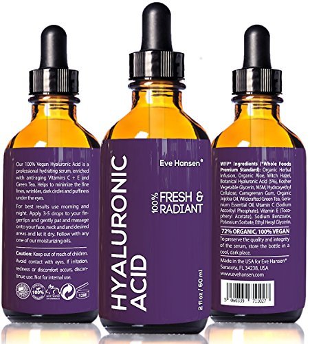 2 oz Hyaluronic Acid - Facelift in a Bottle #2 - 100% Vegan Professional Hydrating Serum - SEE RESULTS OR MONEY-BACK - Big 2 ounce