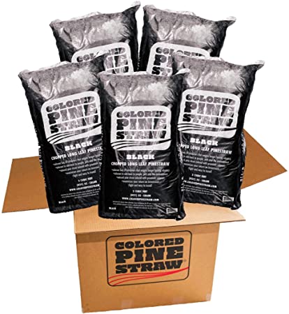 Longleaf Pine Straw - Mulch - Colored Black - 5 Bags per Box 100-140 Sq. Ft.