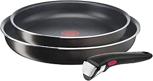 Tefal Ingenio Lot de 2 poêles 24/28 cm, Poignée amovible, Non induction, Revêtement antiadhésif, Empilable, Compatible lave-vaisselle, Easy Plus L1509202