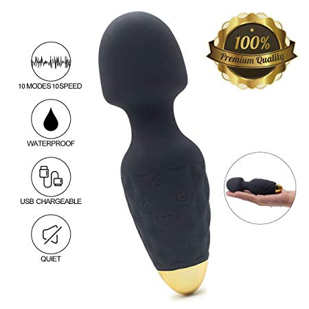 LED Handheld Vibrator Electric Rechargeable Waterproof Back Massage, Cordless Multi Speed Body Massage for Relieves (Black-1)