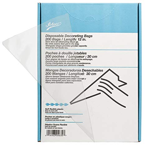 Ateco 4635 Soft Disposable Decorating Bags, 12-Inch, Pack of 200, Made in USA