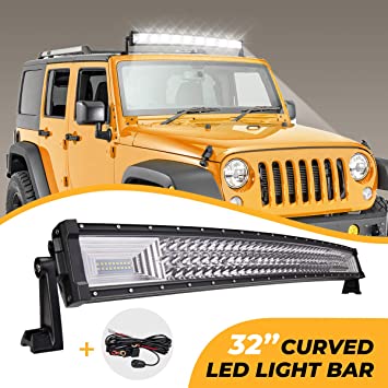 JOYTUTUS 32" Curved LED Light Bar, 378W Car Work Light Bars for Trucks, Flood Spot Combo Beam Kit UTV Light Bar, Brighter Offroad Driving Fog Lamp for Jeep ATV Truck Boat