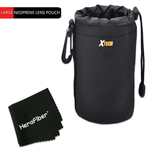Xtech Large Soft Neoprene Lens Pouch for Canon EF 75-300mm f/4-5.6 III Lens, Canon EF 70-200mm f/2.8L IS II USM Lens, Canon EF 70-300mm f/4-5.6 IS USM Lens And All Large Lenses up-to 6.3' Inches