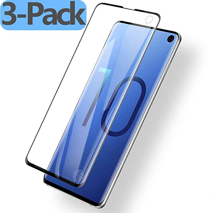 Galaxy S10 Film Full Coverage Friendly High Sensitivity Support Face and Eye Iris Unlock Anti Fingerprint PET Screen Protector Compatible with Samsung Galaxy S10 (Case Friendly)(Not Glass)(Black)