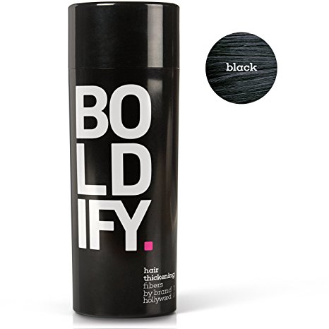 BOLDIFY Hair Fibers - Completely Conceals Hair Loss in 15 Seconds - 100% Undetectable Keratin Fibers - Giant 0.87 oz Bottle - Instantly Thicken Thinning Hair (BLACK)