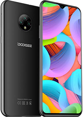 Mobile Phone, DOOGEE X95 Android 10.0, 4G Smartphone SIM Free Phones Unlocked, 6.52 inch Dewdrop Full Screen, 4350mAh Big Battery Fast Charge, 13MP 5MP Triple Camera, 2GB 16GB GPS WIFI, Face ID,Black