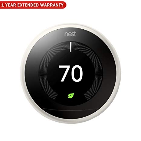 Nest (T3017US 3rd Generation Learning Thermostat - White   1 Year Extended Warranty