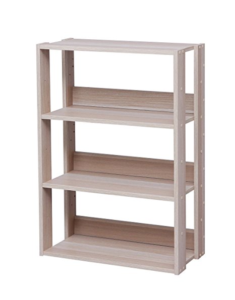 IRIS Mado 3-Shelf Wide Open Wood Shelving Unit, Light Brown