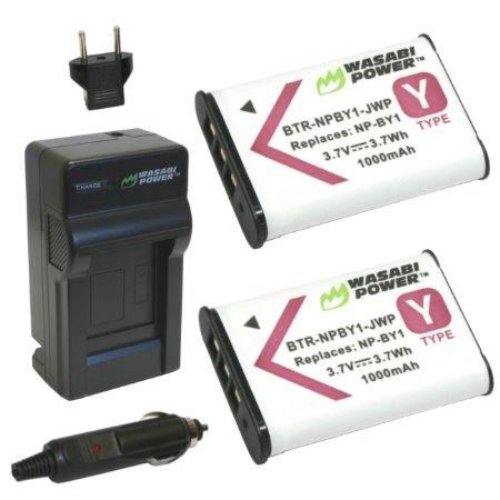 Wasabi Power Battery 2-Pack and Charger for Sony NP-BY1 and Sony HDR-AZ1 Action Cam Mini