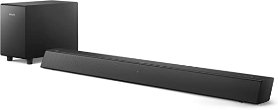 Philips B5306 2.1-Channel Soundbar with Wireless Subwoofer & Roku TV Ready, Black