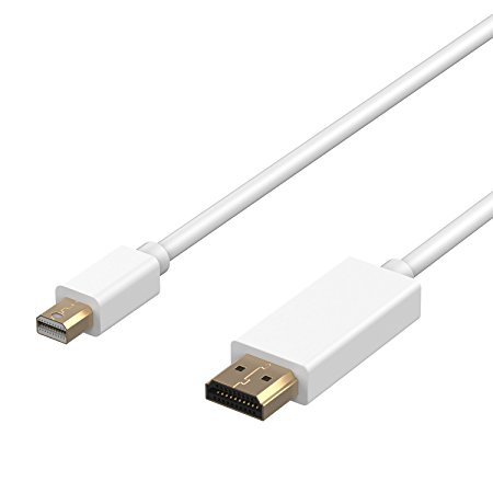 Mini DisPlayPort to HDMI, Rankie 1.8m Gold Plated Mini DisplayPort (ThunderboltTM Port Compatible) MiniDP to HDMI HDTV Cable (White) - R1101B