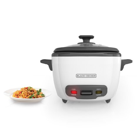 BLACK DECKER RC516 16-Cup Cooked/8-Cup Uncooked Rice Cooker and Food Steamer, White
