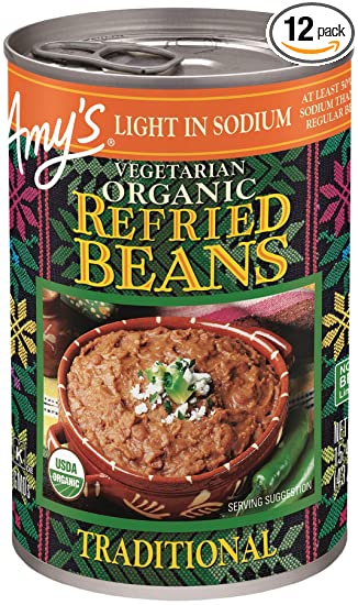 Amy's Organic Refried Beans, Light in Sodium, 15.4 Ounce (Pack of 12)