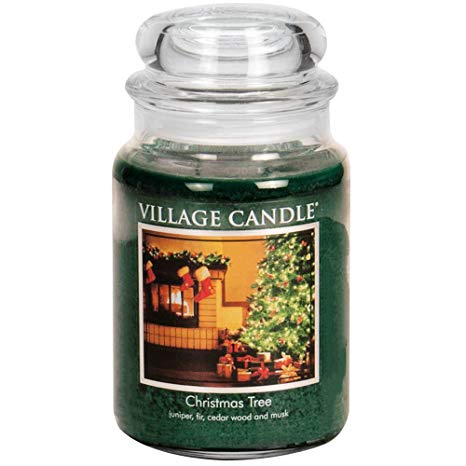 Village Candle Christmas Tree 26 oz Glass Jar Scented Candle, Large