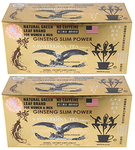 Ginseng Slim Power 3 Ballerina Tea - Herbal Dietary Supplement - Lot of 2