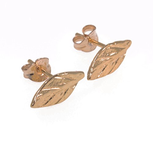 leaf stud earrings gold 14k tiny everyday studs