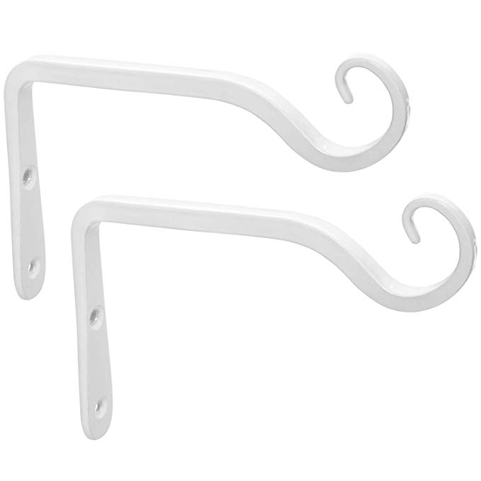 Mkono 2 Pack Wall Hook Hanging Plant Bracket Decorative Straight Plant Hanger for Bird Feeders, Planters, Lanterns, Wind Chimes Indoor Outdoor, White,6 inch