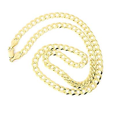Men's Solid 14k Yellow Gold Comfort Cuban Curb Chain Necklace