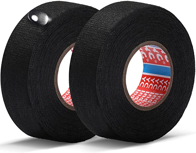 2 Rolls 1 Inch x 49.2 ft Wire Harness Cloth Tape Wiring Harness Automotive Cloth Tape Noise Damping Heat Proof Adhesive Fabric Tape for Automotive Electrical Wrap Protection Insulation Cable Fixed