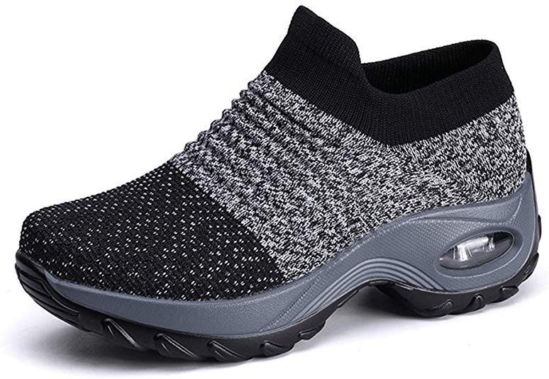 xuzomedia Sock Sneakers Women Walking Shoes Comfortable Mesh Slip On Air Cushion Casual Running Shoes Outdoor Gym Travel Wedge Platform Loafers