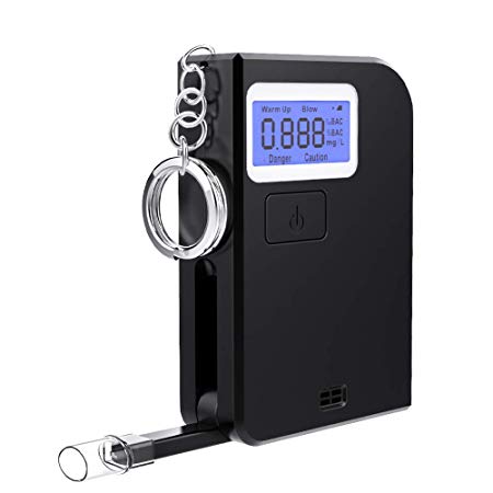 Furhead Keychain Breathalyzer Portable Professional Breath Alcohol Tester with Digital LCD Display Mini Breath Analyzer with 5 Mouthpieces