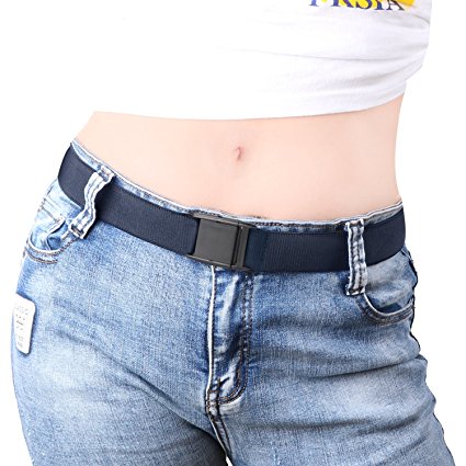 No Show Women Stretch Belt Invisible Elastic Web Strap Belt with Flat Buckle for Jeans Pants Dresses