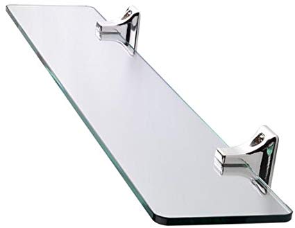 Croydex Sutton Wall Mounted Glass Shelf with Zinc Alloy Construction, Chrome